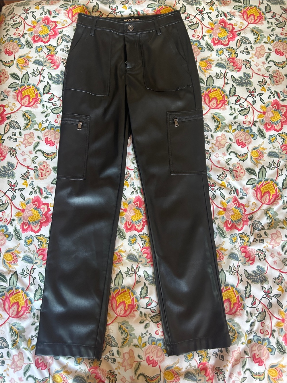 DKNY Black Pleather Cargo pants Size 26